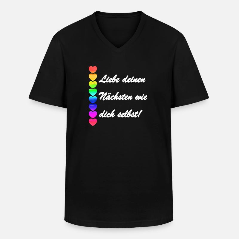 nächstenliebe 3 - Männer-T-Shirt mit V-Ausschnitt - Schwarz