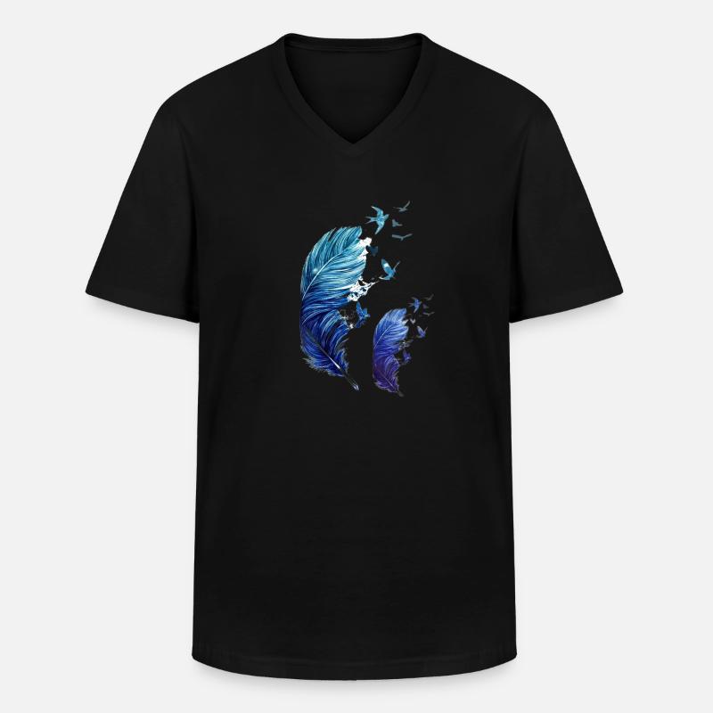 Feder - Männer-T-Shirt mit V-Ausschnitt - Schwarz