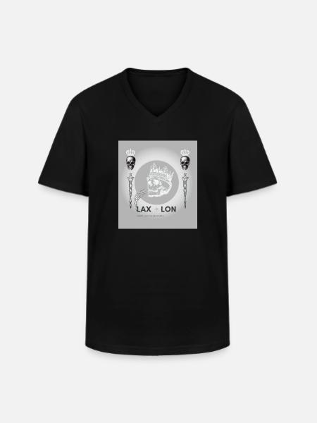 Traveller Skull in Silver - Men's V-Neck T-Shirt - black