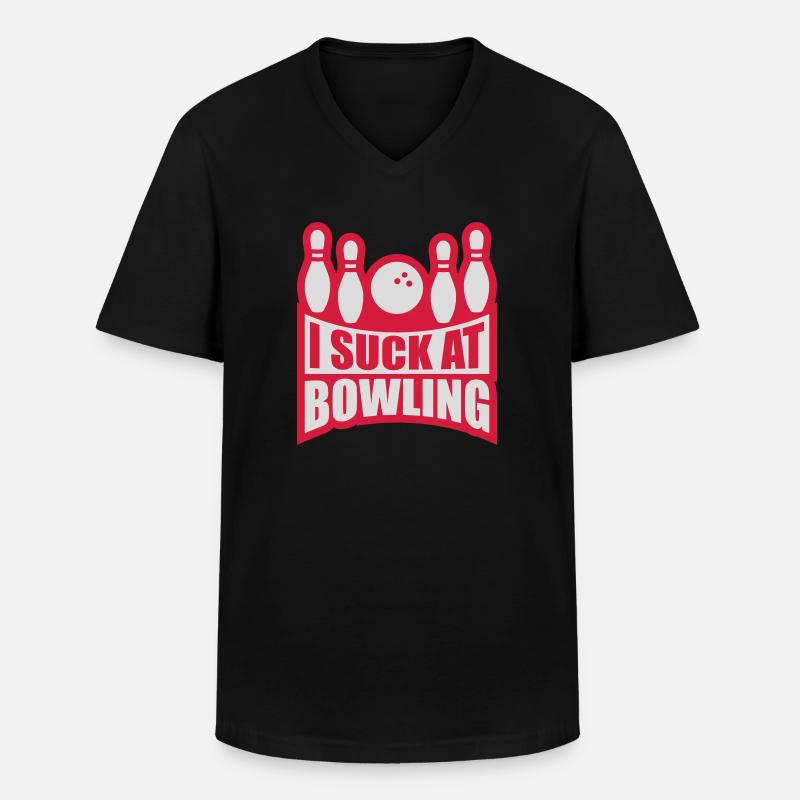 I suck at bowling - Männer-T-Shirt mit V-Ausschnitt - Schwarz