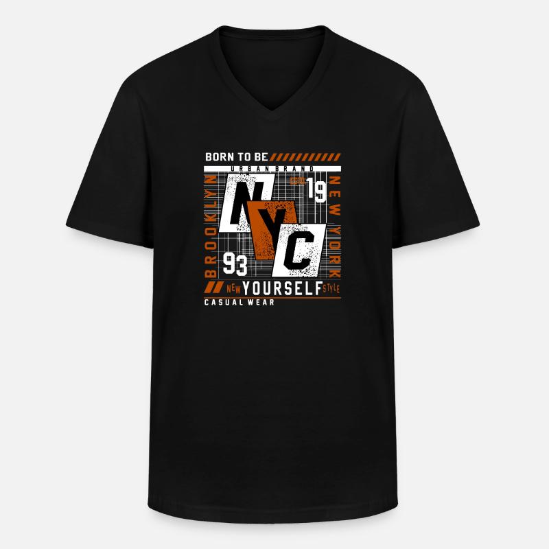 New York - Männer-T-Shirt mit V-Ausschnitt - Schwarz