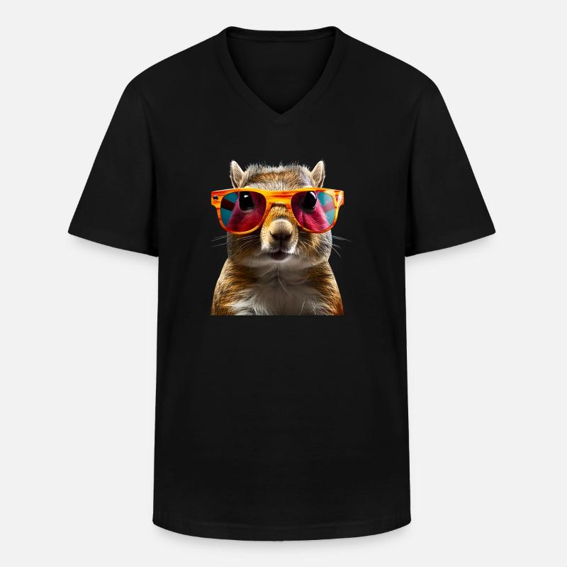 Eichhörnchen Sonnenbrille - Männer-T-Shirt mit V-Ausschnitt - Schwarz