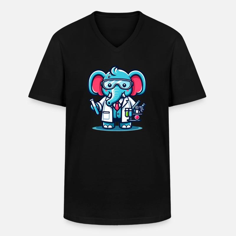 Cute Elephant Scientist - Männer-T-Shirt mit V-Ausschnitt - Schwarz