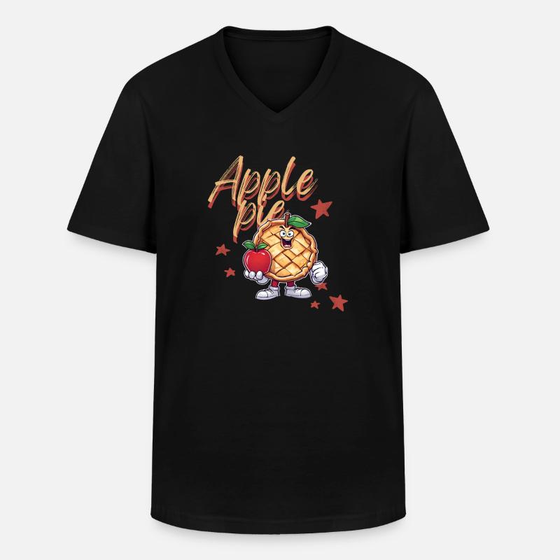 Pie & Apfel - Männer-T-Shirt mit V-Ausschnitt - Schwarz