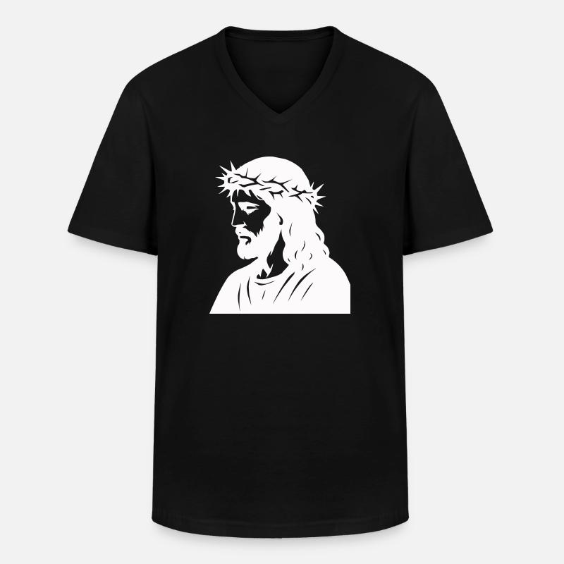 jesus - Männer-T-Shirt mit V-Ausschnitt - Schwarz