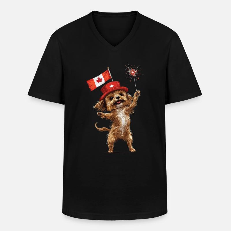 Hund - Männer-T-Shirt mit V-Ausschnitt - Schwarz