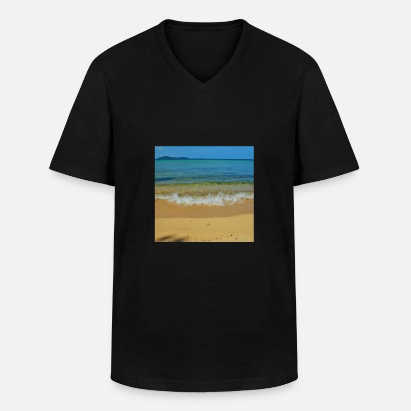Strand - Männer-T-Shirt mit V-Ausschnitt - Schwarz
