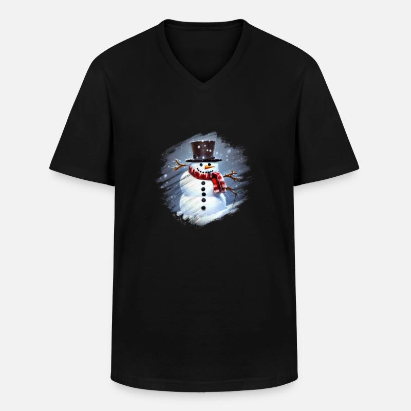 Schneemann - Männer-T-Shirt mit V-Ausschnitt - Schwarz