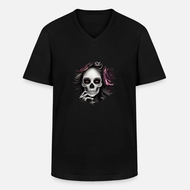 Skelett Totenkopf - Männer-T-Shirt mit V-Ausschnitt - Schwarz