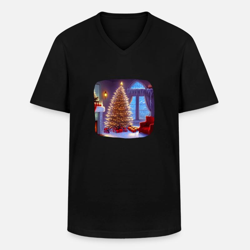 Weihnachtsbaum - Männer-T-Shirt mit V-Ausschnitt - Schwarz
