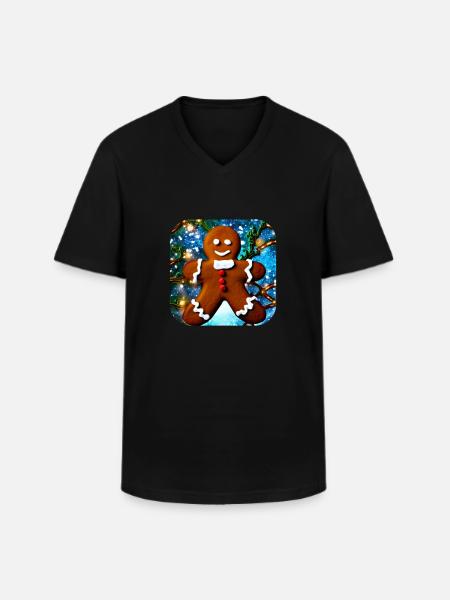 Weihnachts Lebkuchenmann - Männer-T-Shirt mit V-Ausschnitt - Schwarz