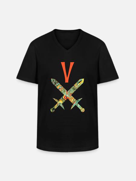 Épées croisées E 200 V - T-shirt col V Homme - noir