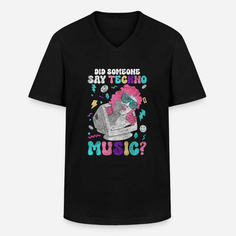 Techno Dubstep Raver - Männer-T-Shirt mit V-Ausschnitt - Schwarz