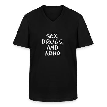Sex Drugs and ADHD - ADHS Motiv - Men's V-Neck T-Shirt - black - Front - AI Model Male 178 dark (178cm)