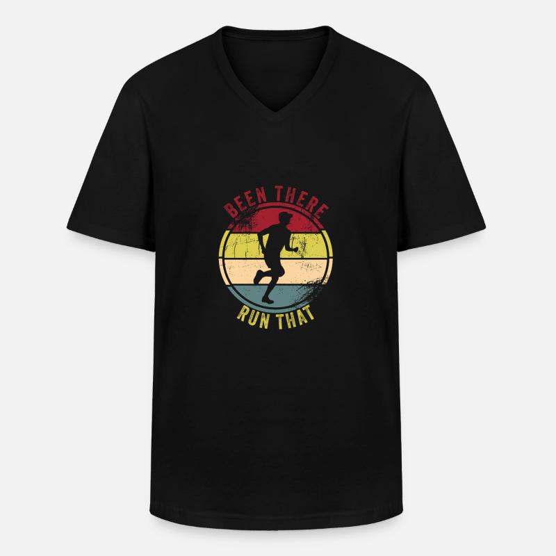 Marathon - Männer-T-Shirt mit V-Ausschnitt - Schwarz