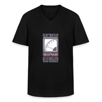 Elektricien - Klassiek mannen T-shirt met V-hals - zwart - Voor - AI Model Male 178 dark (178cm)