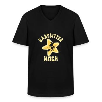 Babysitter - Klassisk herre T-shirt med V-udskæring - sort - Foran - AI Model Male 178 dark (178cm)