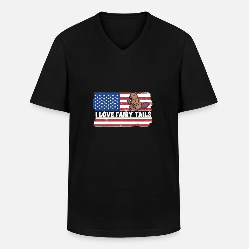 Biber - Männer-T-Shirt mit V-Ausschnitt - Schwarz