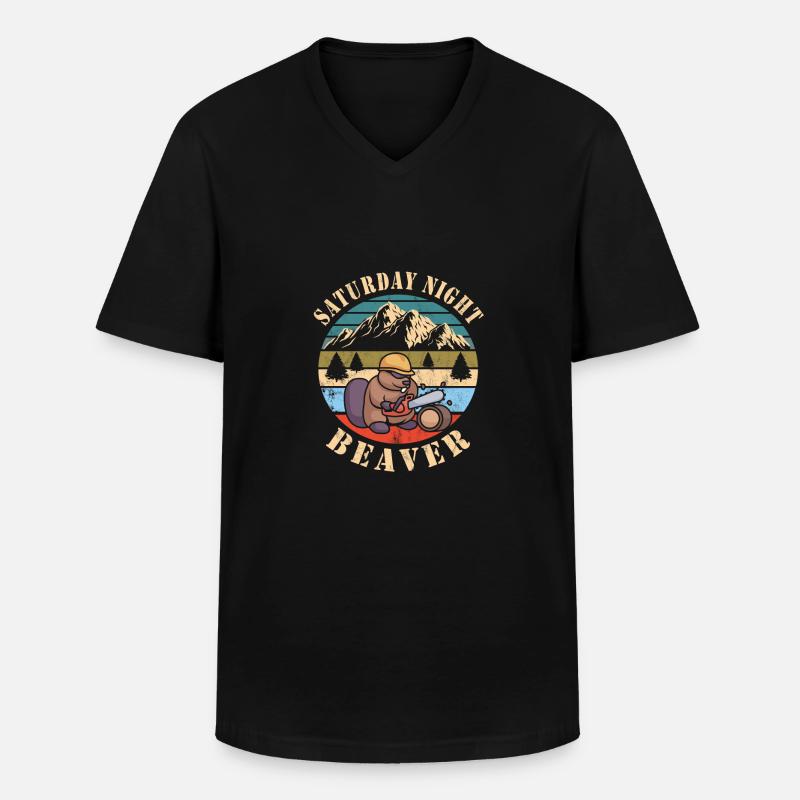 Biber - Männer-T-Shirt mit V-Ausschnitt - Schwarz
