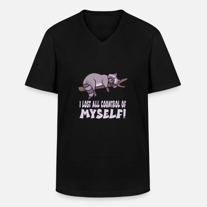 Waschbär - Männer-T-Shirt mit V-Ausschnitt - Schwarz