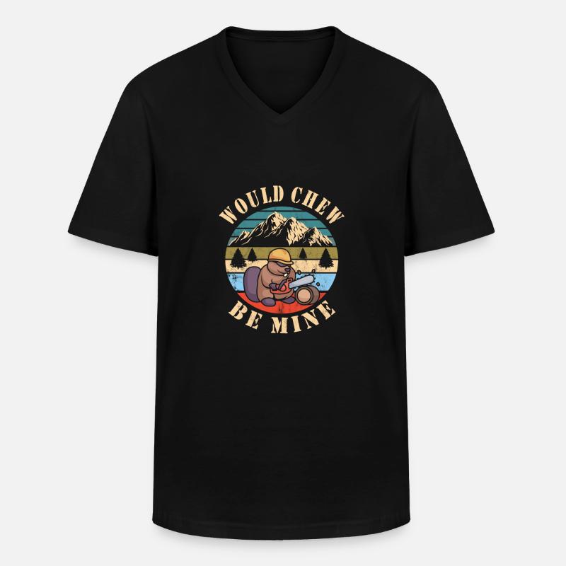 Biber - Männer-T-Shirt mit V-Ausschnitt - Schwarz