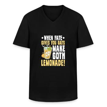 Goth Emo - T-shirt col V Homme - noir - Devant - AI Model Male 178 dark (178cm)