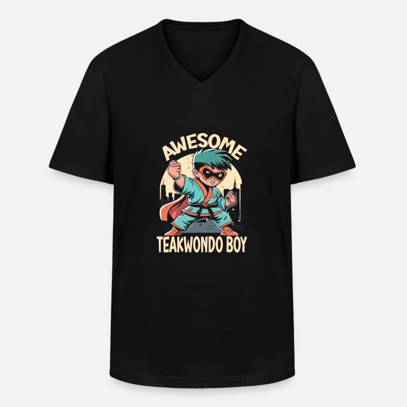 Teakwondo - Männer-T-Shirt mit V-Ausschnitt - Schwarz