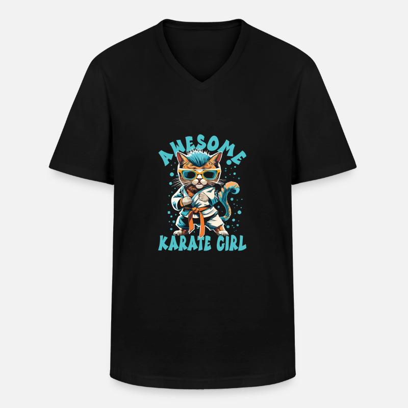 Karate - Männer-T-Shirt mit V-Ausschnitt - Schwarz