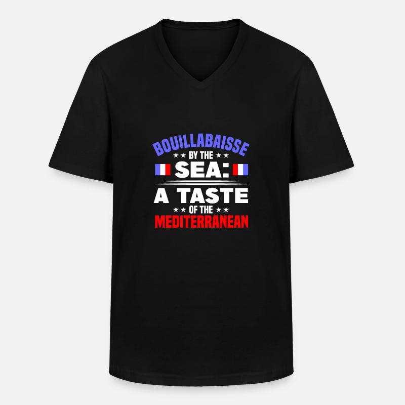 Französisches Essen - Männer-T-Shirt mit V-Ausschnitt - Schwarz