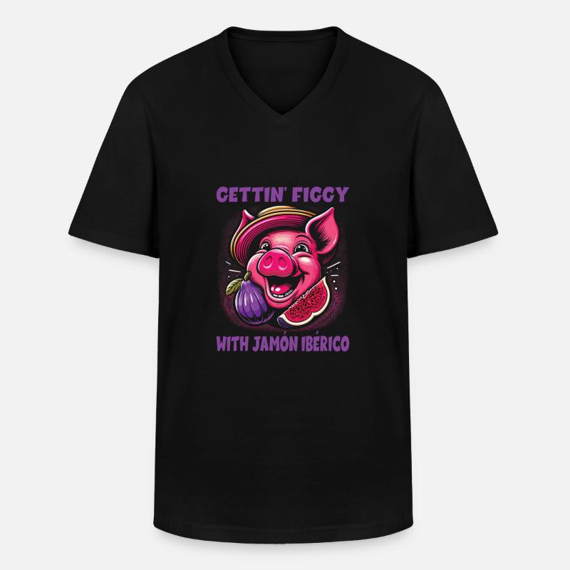 Spanisches Essen - Männer-T-Shirt mit V-Ausschnitt - Schwarz