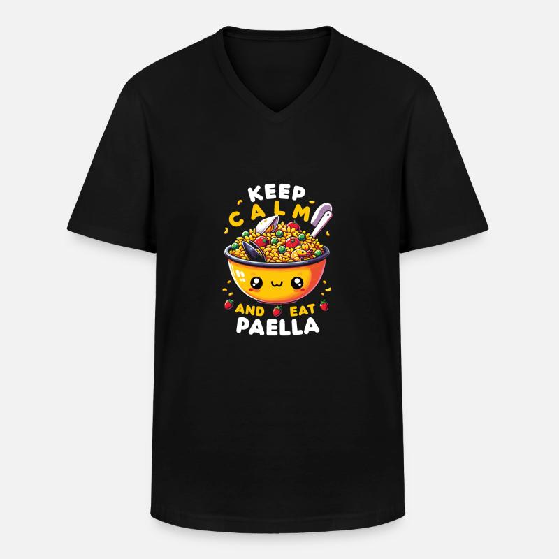 Spanisches Essen - Männer-T-Shirt mit V-Ausschnitt - Schwarz