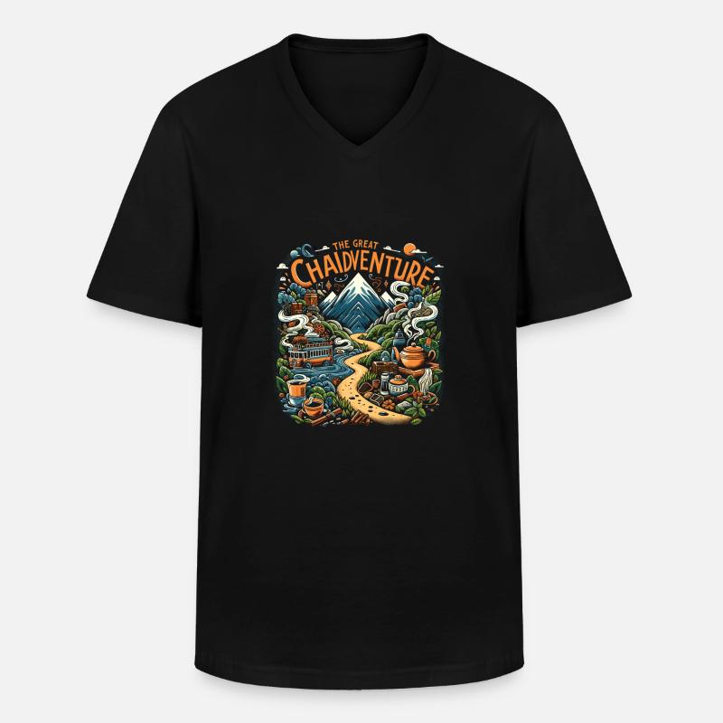 Chai - Männer-T-Shirt mit V-Ausschnitt - Schwarz