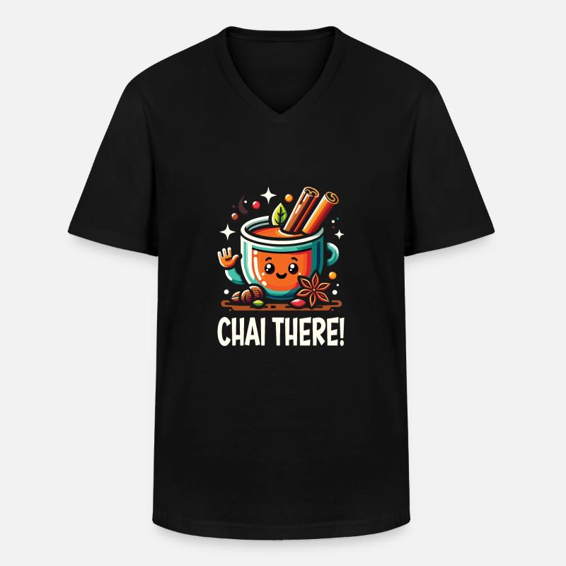 Chai - Männer-T-Shirt mit V-Ausschnitt - Schwarz