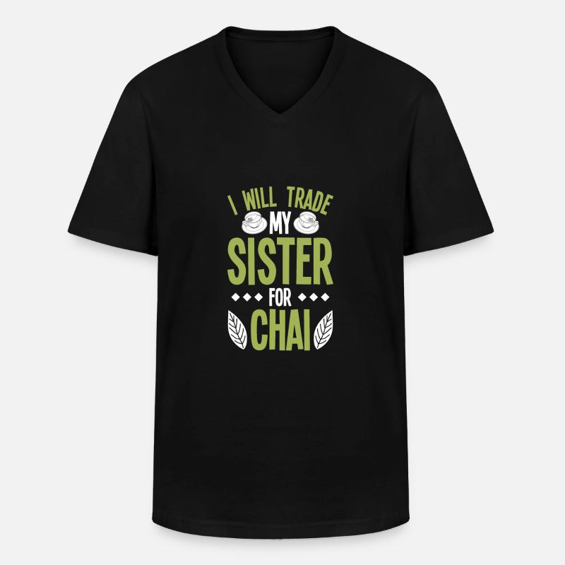 Chai - Männer-T-Shirt mit V-Ausschnitt - Schwarz