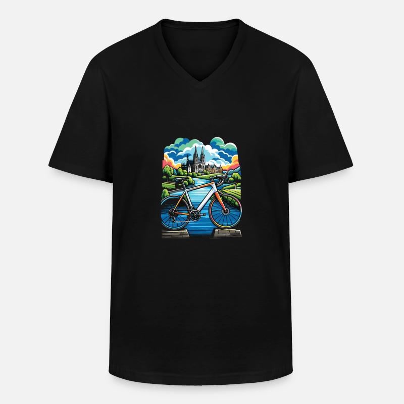 Radfahren - Männer-T-Shirt mit V-Ausschnitt - Schwarz