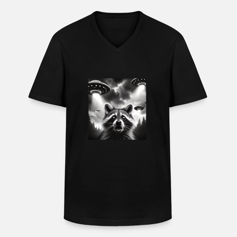 Waschbär - Männer-T-Shirt mit V-Ausschnitt - Schwarz