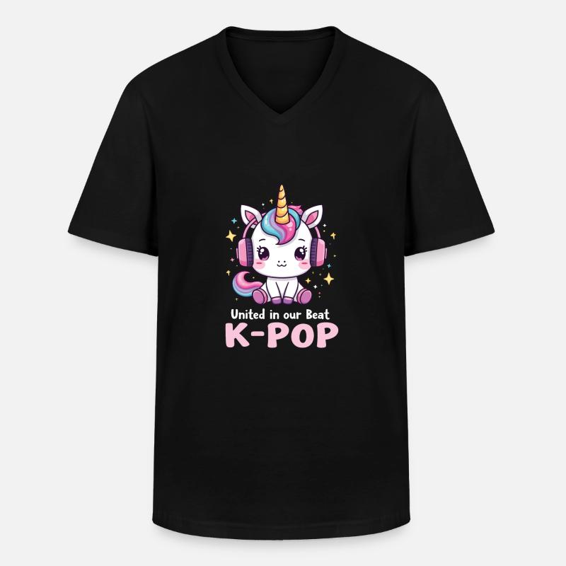 K-Pop - Männer-T-Shirt mit V-Ausschnitt - Schwarz