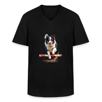 Agility - Men's V-Neck T-Shirt - black - Front - AI Model Male 178 dark (178cm)