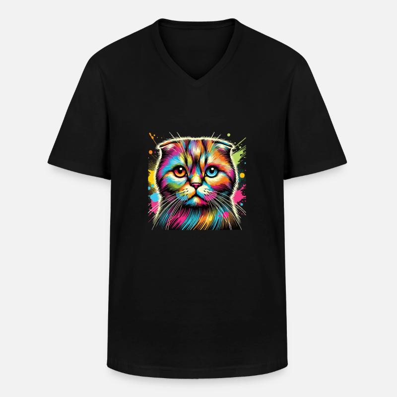 Katze - Männer-T-Shirt mit V-Ausschnitt - Schwarz