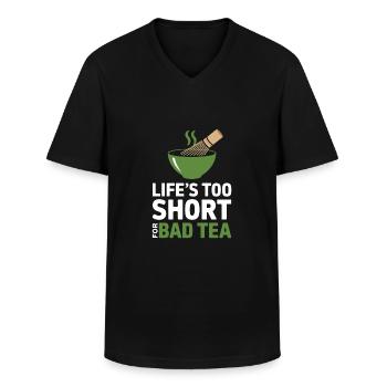 Le Matcha - T-shirt col V Homme - noir - Devant - AI Model Male 178 dark (178cm)