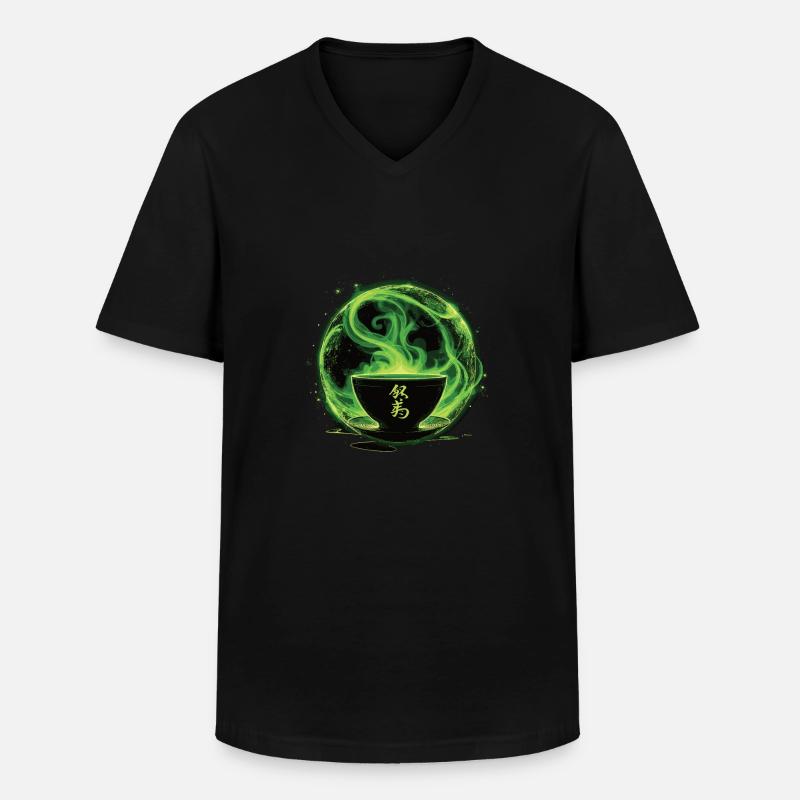 Matcha - Männer-T-Shirt mit V-Ausschnitt - Schwarz