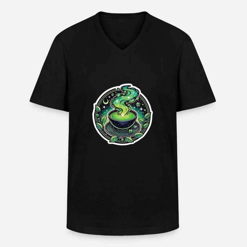 Matcha - Männer-T-Shirt mit V-Ausschnitt - Schwarz