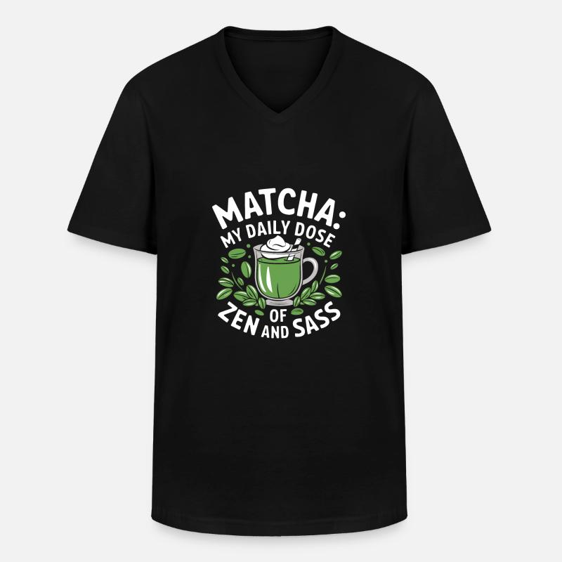 Matcha - Männer-T-Shirt mit V-Ausschnitt - Schwarz
