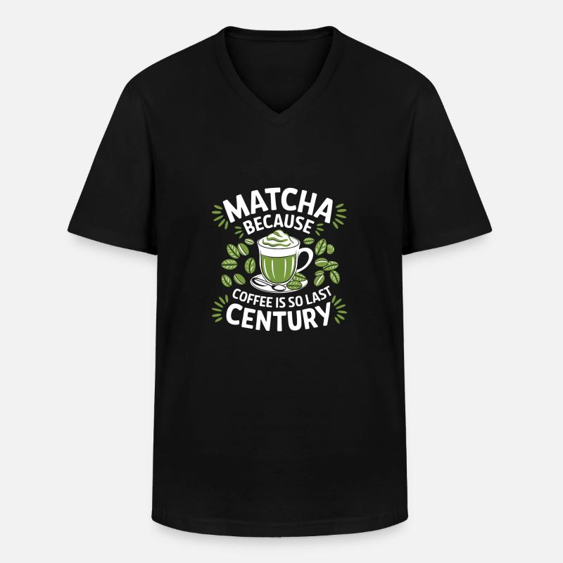 Matcha - Männer-T-Shirt mit V-Ausschnitt - Schwarz
