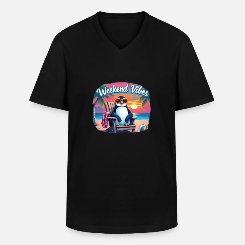 Wochenende - Männer-T-Shirt mit V-Ausschnitt - Schwarz