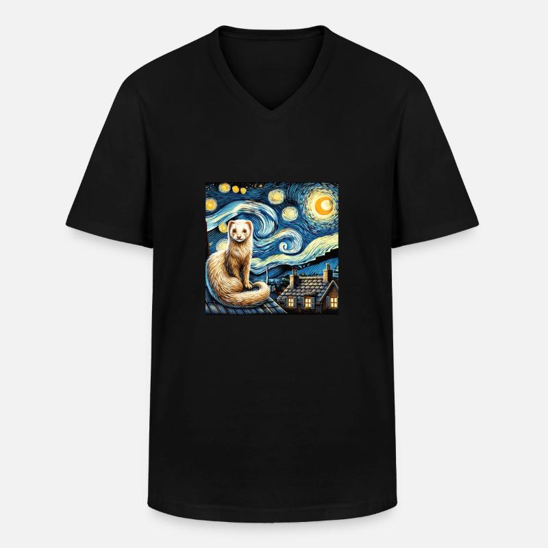 Frettchen - Männer-T-Shirt mit V-Ausschnitt - Schwarz