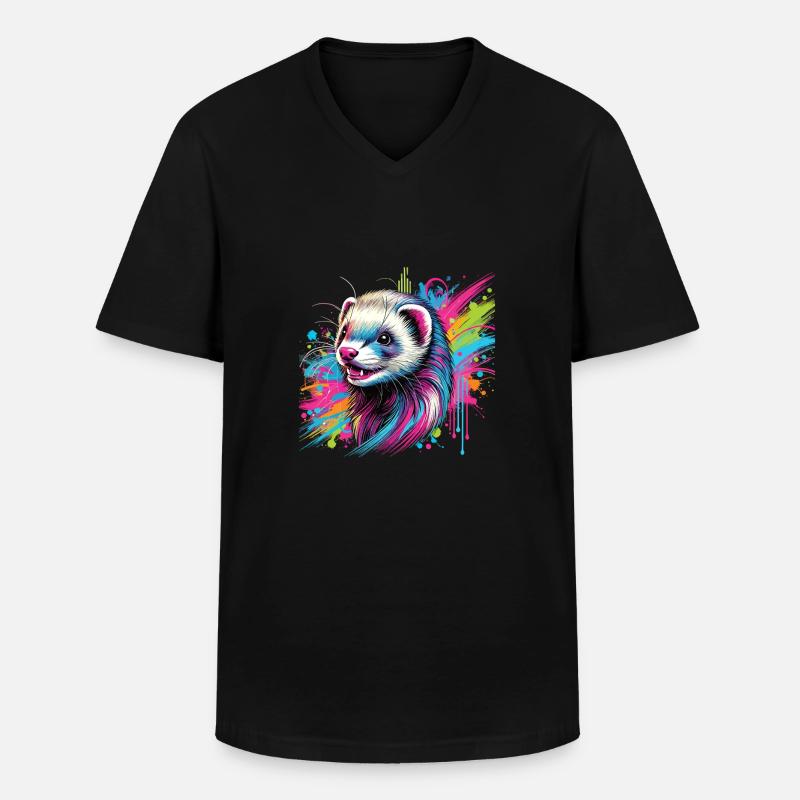 Frettchen - Männer-T-Shirt mit V-Ausschnitt - Schwarz