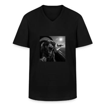 Dackel - Männer-T-Shirt mit V-Ausschnitt - Schwarz - Vorne - AI Model Male 178 dark (178cm)