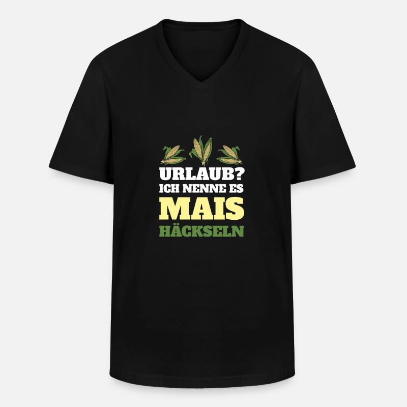Mais Häckseln Maisbauer Maisernte Futtermais - Männer-T-Shirt mit V-Ausschnitt - Schwarz
