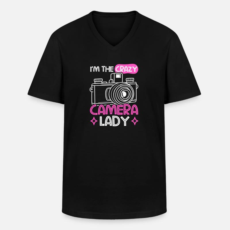 Kamera-Dame - Männer-T-Shirt mit V-Ausschnitt - Schwarz